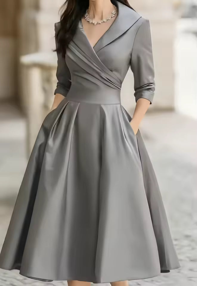 Woman Fashion Temperament Formal Waist Dress Skinny Elegant Long-sleeved Long Dress S-XXL Summer Dress for Women