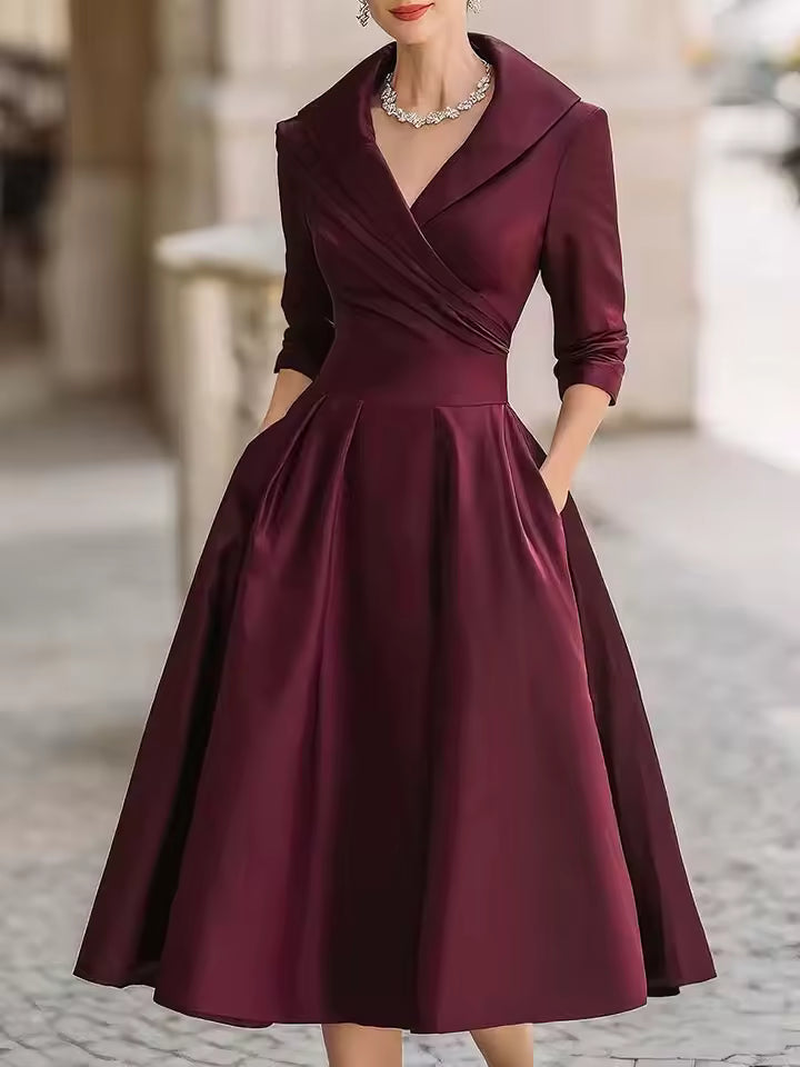 Woman Fashion Temperament Formal Waist Dress Skinny Elegant Long-sleeved Long Dress S-XXL Summer Dress for Women