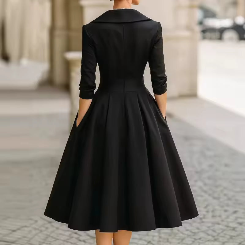Woman Fashion Temperament Formal Waist Dress Skinny Elegant Long-sleeved Long Dress S-XXL Summer Dress for Women